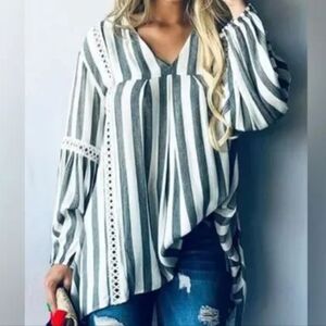 🌴Andthewhy Flowy Striped Beach Top